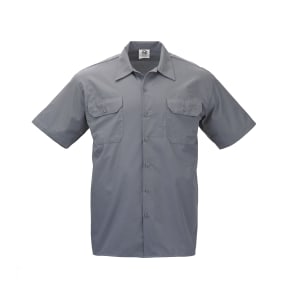 132-M60250GY2X Metro Edge® Brewer Work Shirt w/ Short Sleeves - Poly/Cotton, Gray, 2X