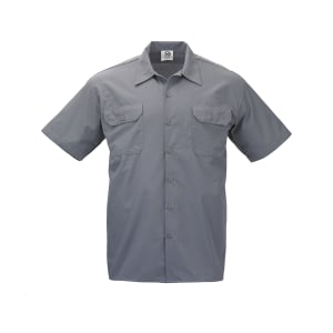 132-M60250GY4X Metro Edge® Brewer Work Shirt w/ Short Sleeves - Poly/Cotton, Gray, 4X