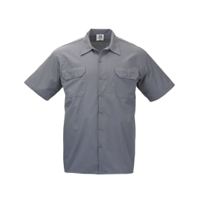 132-M60250GYL Metro Edge® Brewer Work Shirt w/ Short Sleeves - Poly/Cotton, Gray, Large
