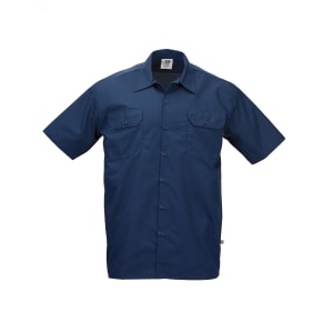 132-M60250NB1X Metro Edge® Brewer Work Shirt w/ Short Sleeves - Poly/Cotton, Navy Blue, X-Large