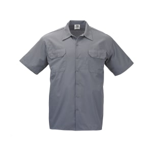 132-M60250GYXS Metro Edge® Brewer Work Shirt w/ Short Sleeves - Poly/Cotton, Gray, X-Small