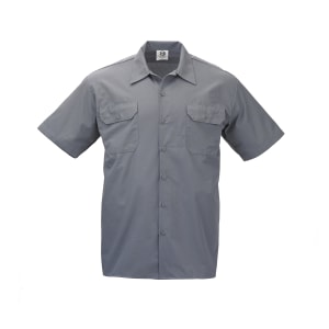 132-M60250GYS Metro Edge® Brewer Work Shirt w/ Short Sleeves - Poly/Cotton, Gray, Small