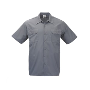 132-M60250GYM Metro Edge® Brewer Work Shirt w/ Short Sleeves - Poly/Cotton, Gray, Medium