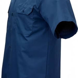132-M60250NBL Metro Edge® Brewer Work Shirt w/ Short Sleeves - Poly/Cotton, Navy Blue, Large