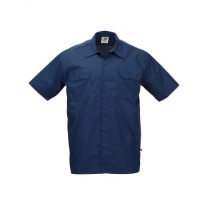132-M60250NBS Metro Edge® Brewer Work Shirt w/ Short Sleeves - Poly/Cotton, Navy Blue, Small