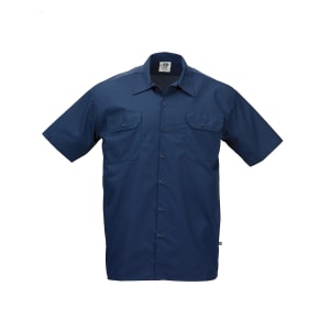 132-M60250NB4X Metro Edge® Brewer Work Shirt w/ Short Sleeves - Poly/Cotton, Navy Blue, 4X