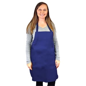 176-V105BL Bib Dishwasher Apron w/ Adjustable Ties - 28" x 26", Vinyl, Blue