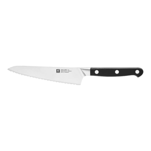 901-38425143 5 1/2" Serrated Prep Knife w/ Black Plastic Handle, High Carbon Stainless Steel