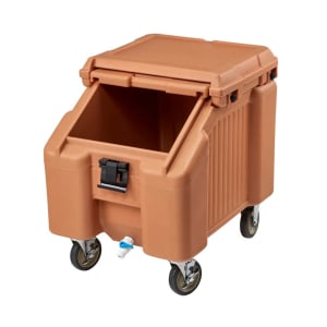 144-ICS125T157 125 lb Insulated Mobile Ice Caddy - Plastic, Coffee Beige