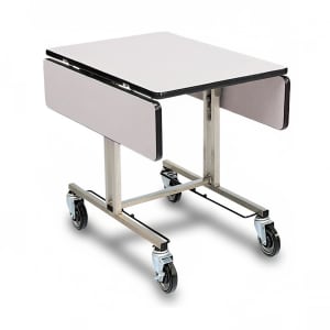 650-4962WDS Room Service Table w/ (2) Tri Fold Drop Leaves - 35 1/2"L x 39"W, Laminate/Stainless Steel