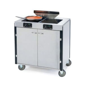 121-2075ROYBL 40 1/2" High Mobile Cooking Cart w/ 2 Induction Stove, Royal Blue