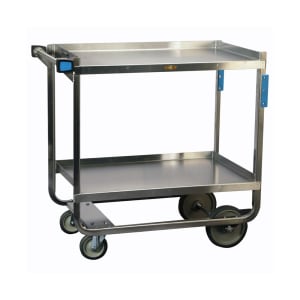 121-943 2 Level Stainless Utility Cart w/ 1000 lb Capacity, Raised Ledges