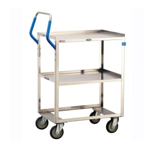 121-6800 2 Level Stainless Utility Cart w/ 500 lb Capacity, Raised Ledges