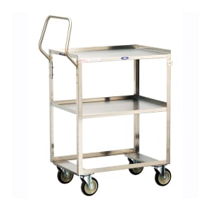 121-6610 2 Level Stainless Utility Cart w/ 300 lb Capacity, Raised Ledges
