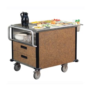 121-6755 SuzyQ Hot Food Cart w/ (2) Full-Size Hot Wells - Walnut, 208v/1ph