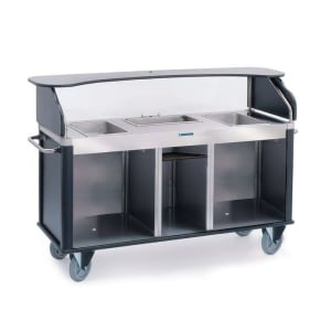 121-68220GRN Kiosk Type Food Cart w/ Enclosed Cabinet, 77 1/4"L x 28 1/4"W x 52 1/2"H, Green