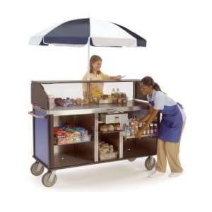 121-68210GRSAN Kiosk Type Food Cart w/ Enclosed Cabinet, 77 1/4"L x 28 1/4"W x 52 1/2"H, Gray