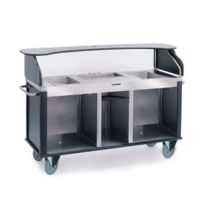 121-68220BEGSU Kiosk Type Food Cart w/ Enclosed Cabinet, 77 1/4"L x 28 1/4"W x 52 1/2"H, Beige