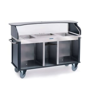 121-68220PUR Kiosk Type Food Cart w/ Enclosed Cabinet, 77 1/4"L x 28 1/4"W x 52 1/2"H, Purple