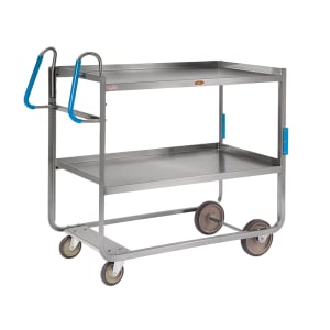121-7140 2 Level Stainless Utility Cart w/ 1000 lb Capacity, Raised Ledges