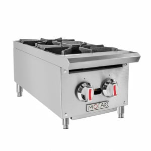 734-MHP12 12" Gas Hotplate w/ (2) Burners & Manual Controls, Convertible