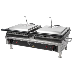 062-GX20IG Double Commercial Panini Press w/ Cast Iron Grooved Plates, 240v/1ph