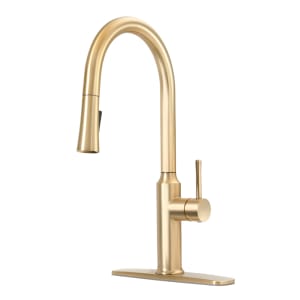 381-19400G Deck Mount Faucet - 10 1/2" Swivel Gooseneck Spout, Single Hole, Brushed Gold