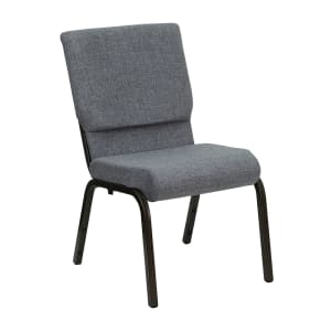 999-M110 Stacking Church Chair w/ Gray Polyester Back & Seat - Steel Frame, Gold Vein