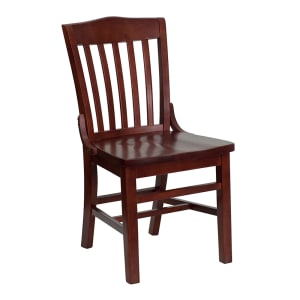 999-M114 Restaurant Chair w/ Schoolhouse Back - Beechwood Frame, Mahogany Finish