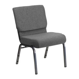 999-M184 Extra Wide Stacking Church Chair w/ Gray Polyester Back & Seat - Steel Frame, Silver Vein