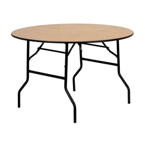 999-M121 48" Round Folding Banquet Table w/ Plywood Top, 30 1/4"H
