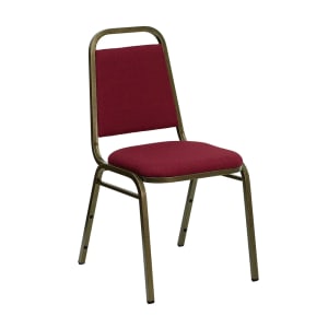 999-M200 Stacking Banquet Chair w/ Burgundy Fabric Back & Seat - Steel Frame, Gold Vein
