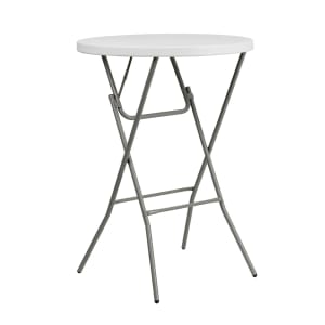 999-M181 31 1/4" Round Folding Table w/ Granite White Plastic Top, 43 3/4"H