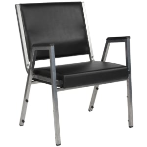 999-M049 Stacking Bariatric Arm Chair w/ Black Vinyl Back & Seat - Steel Frame, Silver Vein