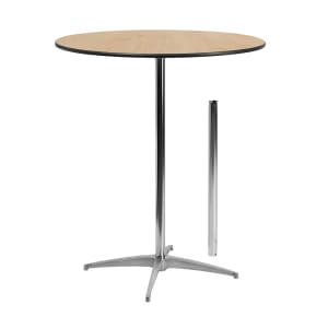 999-M123 36" Round Bar Height Table - Birchwood Top, Steel Base