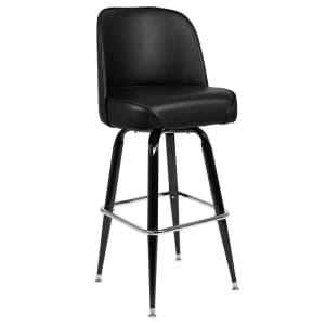 999-M022 Bar Stool w/ Black Vinyl Bucket Seat, Black