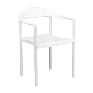 999-M105 Stacking Café Chair w/ Plastic Seat & Back - Metal Frame, White