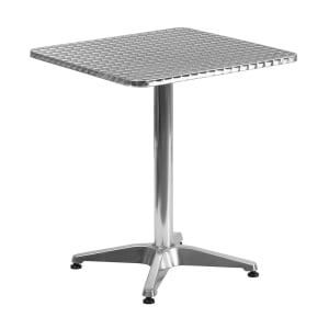 999-M033 23 1/2" Square Indoor/Outdoor Bistro Table - 27 1/2"H, Aluminum Base/Stainless Top