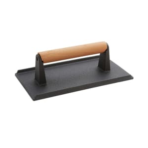166-ISW3 Steak Weight w/ Handle, 5x9", Wood/Cast Iron