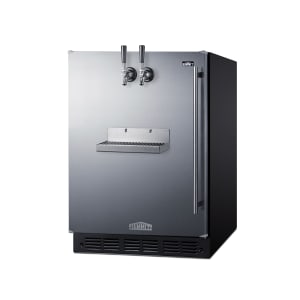 162-SBC7BRSFRTPADALH 24" Front Tap Kegerator Beer Dispenser w/ (2) Keg Capacity - Stainless, 115v