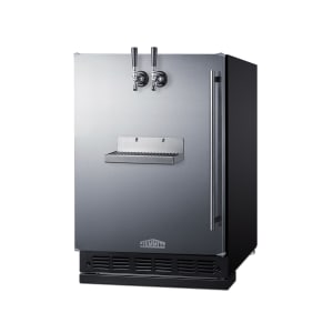 162-SBC7BRSFRTPLHD 24" Front Tap Kegerator Beer Dispenser w/ (2) Keg Capacity - Stainless, 115v