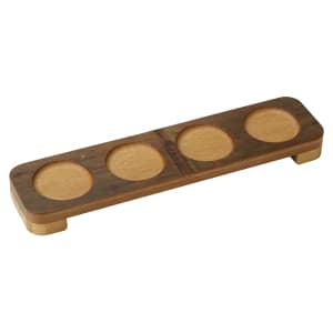 166-BWF4 4 Section Taster Flight Board - 13 7/8" x 3 3/8", Carbonized Bamboo