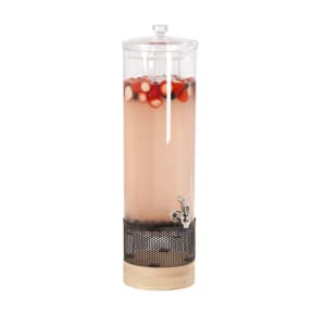 151-229113115 3 gal Beverage Dispenser w/ Ice Chamber - Polycarbonate Container, White Oak/Black Metal Base