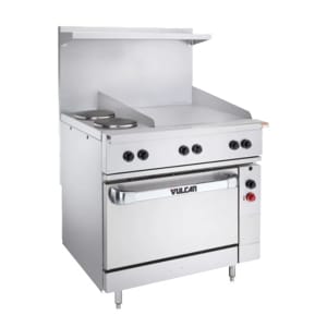 207-EV36S2FP24G240 36" EV Series Electric Range w/ (2) French Hot Plates & (1) Griddle, 240v/1ph/3ph