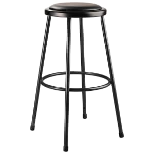955-643010 Round Backless Stool w/ Black Vinyl Padded Seat, Black