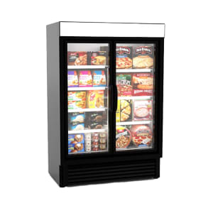 043-VRL2B1A 54" Two Section Display Freezer w/ Swing Door - Bottom Mount Compressor, Black, 120v