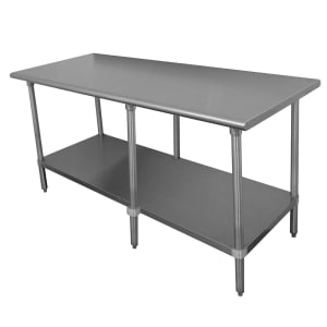 009-GLG248 96" 14 ga Work Table w/ Undershelf & 304 Series Stainless Flat Top