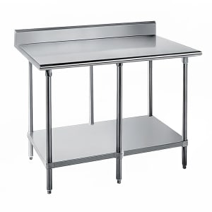 009-KAG2410 120" 16 ga Work Table w/ Undershelf & 430 Series Stainless Top, 5" Backsplash