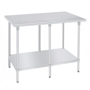 009-SAG2410 120" 16 ga Work Table w/ Undershelf & 430 Series Stainless Flat Top