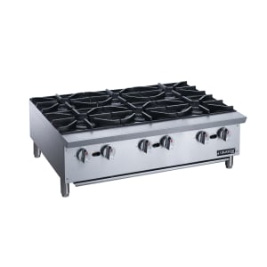 060-DCHPA36 36" Gas Hotplate w/ (6) Burners & Manual Controls, Convertible